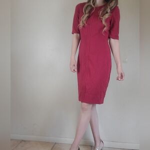 Diane Von Furstenburg Saturn Zipper Classy Career Office Work Red Dress Size 10